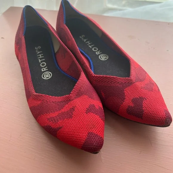 Rothy's Shoes Rothys Red Camo Flats Excellent Used Condition